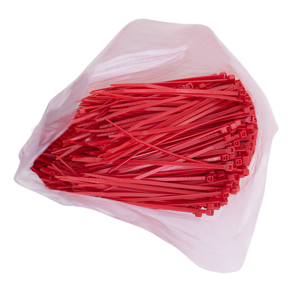 Brock 1000 Pc Bag Red Nylon 4" Cable Zip Ties Self Locking Head UV Heat Resistant Outdoor Indoor for Bundling Tag Hold Wires Cords Crafts