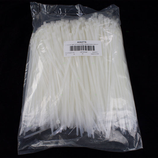 Brock 1000 Pc Bag Natural White Nylon 11" Cable Zip Ties Self Locking Head UV Heat Resistant Outdoor Indoor for Bundling Tag Hold Wires Cords Crafts