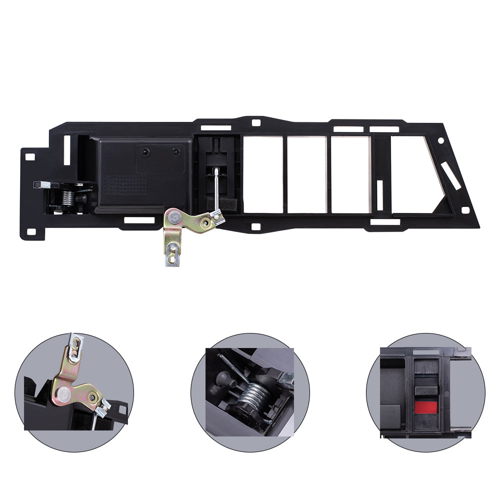 Brock ADS2831RS3 Inside Door Handle With Black Base/Black Lever With Power Window & Power Lock Switches 3 Piece Set Compatible With 1988-1989 GM C/K Pickup