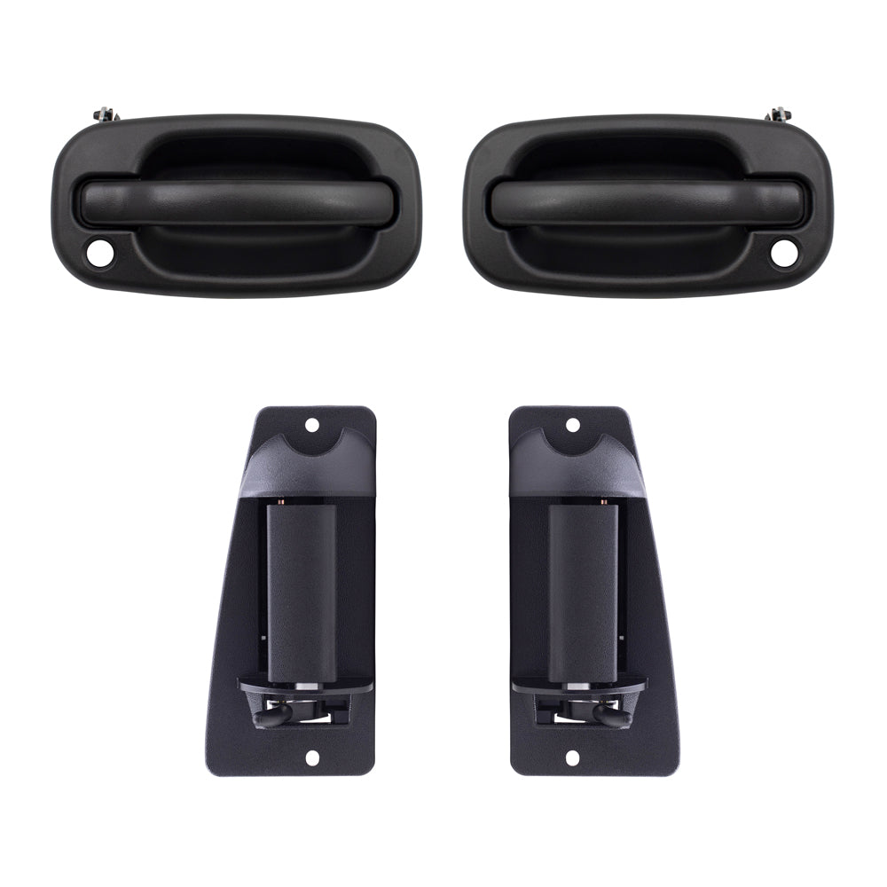Front and Rear Outside Door Handles 4 Piece Set Compatible with 1999-2007 Silverado/ 1999-2007 Sierra/ 2002-2004 Sierra Denali Extended Cab Only