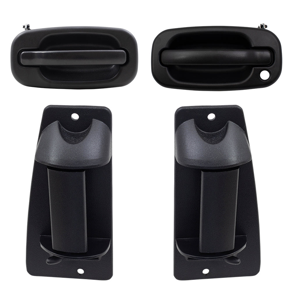 Brock Replacement Front and Rear Outside Door Handles 4 Piece Set Compatible with 1999-2007 Silverado/ 1999-2007 Sierra/ 2002-2004 Sierra Denali Extended Cab ONLY