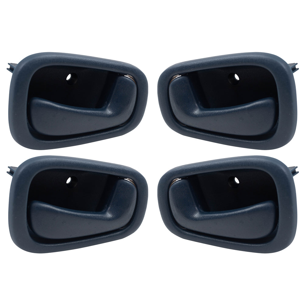 Brock Replacement 4 Piece Set Blue Inside Interior Front & Rear Door Handles Compatible with 98-02 Corolla Prizm