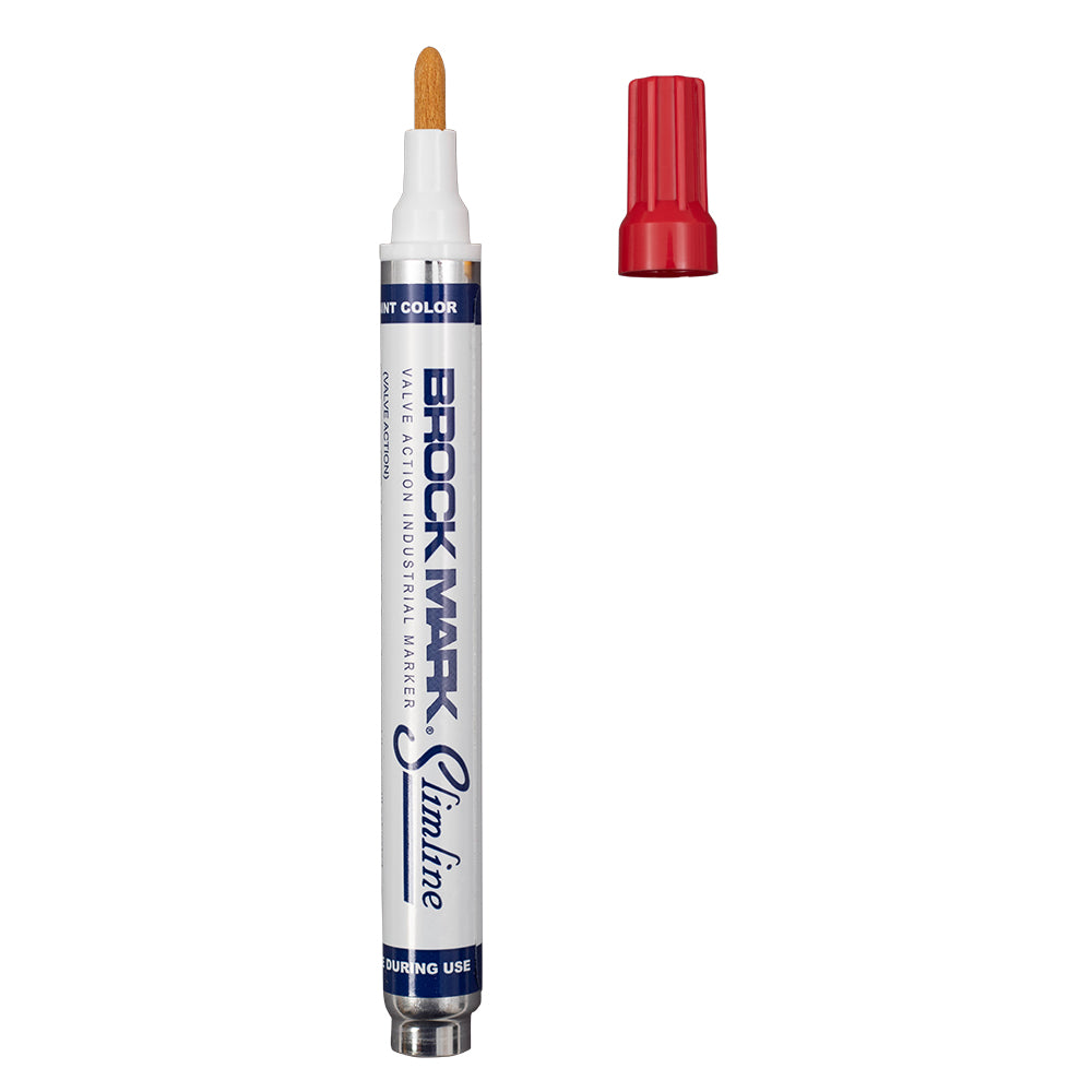 12 Pc Set Red Brockmark Slimline Industrial Paint Markers Opaque Gloss Pen Metal Wood Plastic Glass for Auto Construction Arts Home