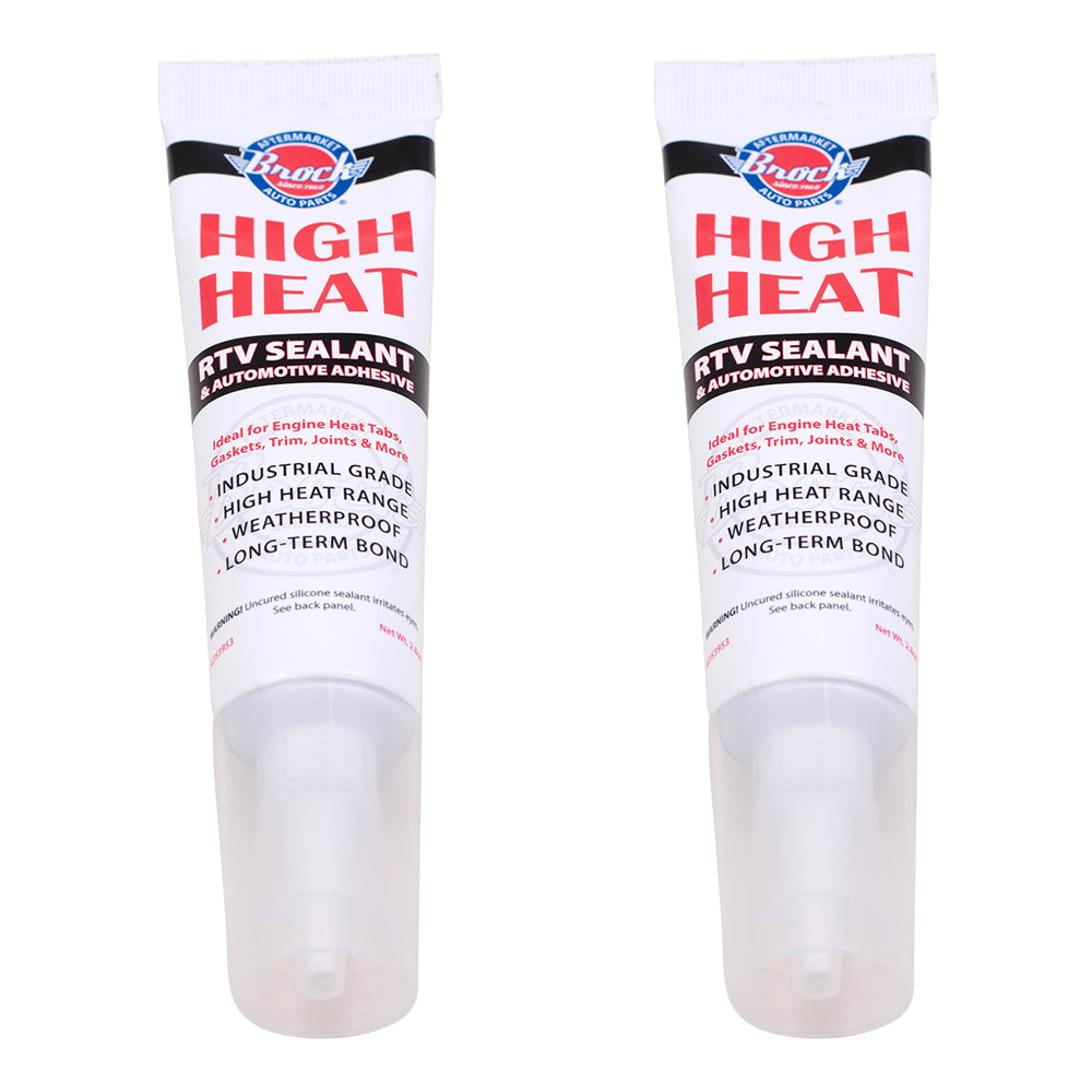 Brock Pair 2.8 oz Tubes Brock Supply High Temp RTV Silicone Gasket Trim Joint Sealant Engine Heat Tabs Adhesive for Auto Industrial Shop Garage