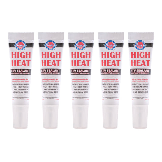 Brock 5 Pc 2.8 oz Tubes Brock Supply High Temp RTV Silicone Gasket Trim Joint Sealant Engine Heat Tabs Adhesive for Auto Industrial Shop Garage
