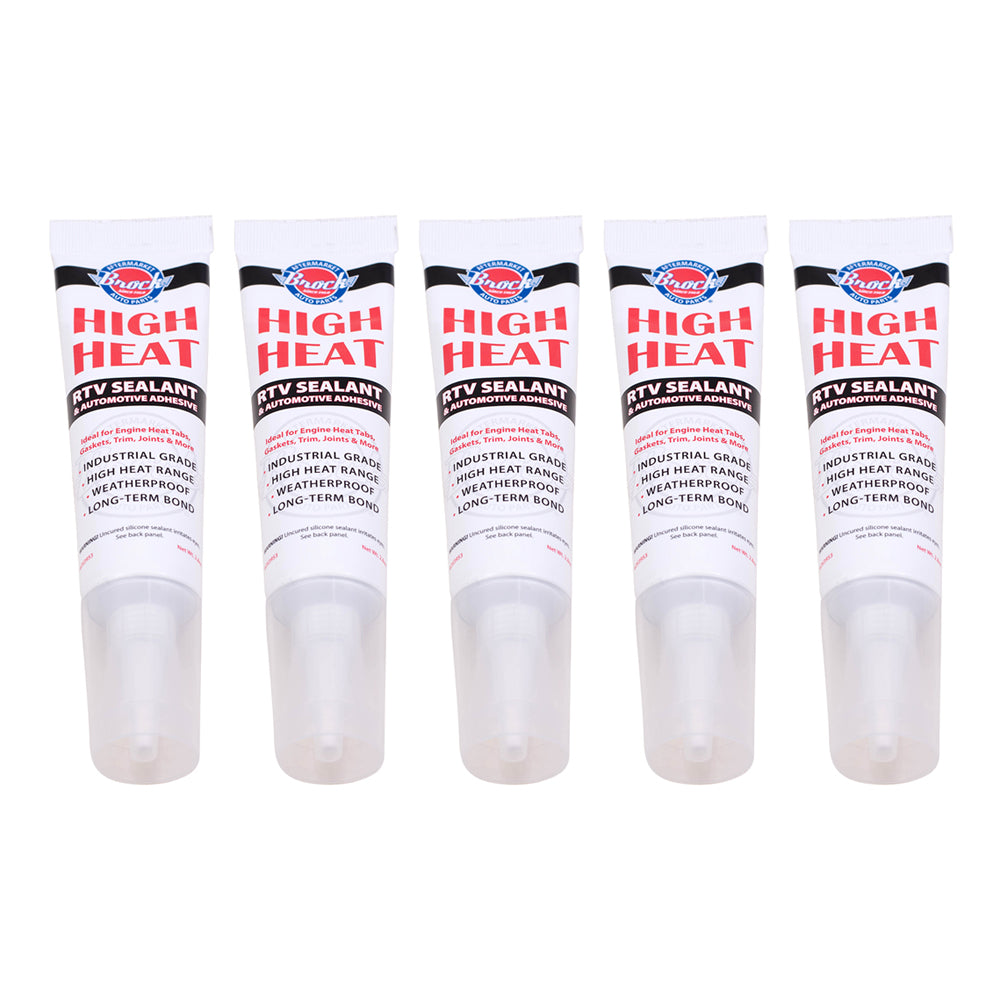 Brock 5 Pc 2.8 oz Tubes Brock Supply High Temp RTV Silicone Gasket Trim Joint Sealant Engine Heat Tabs Adhesive for Auto Industrial Shop Garage