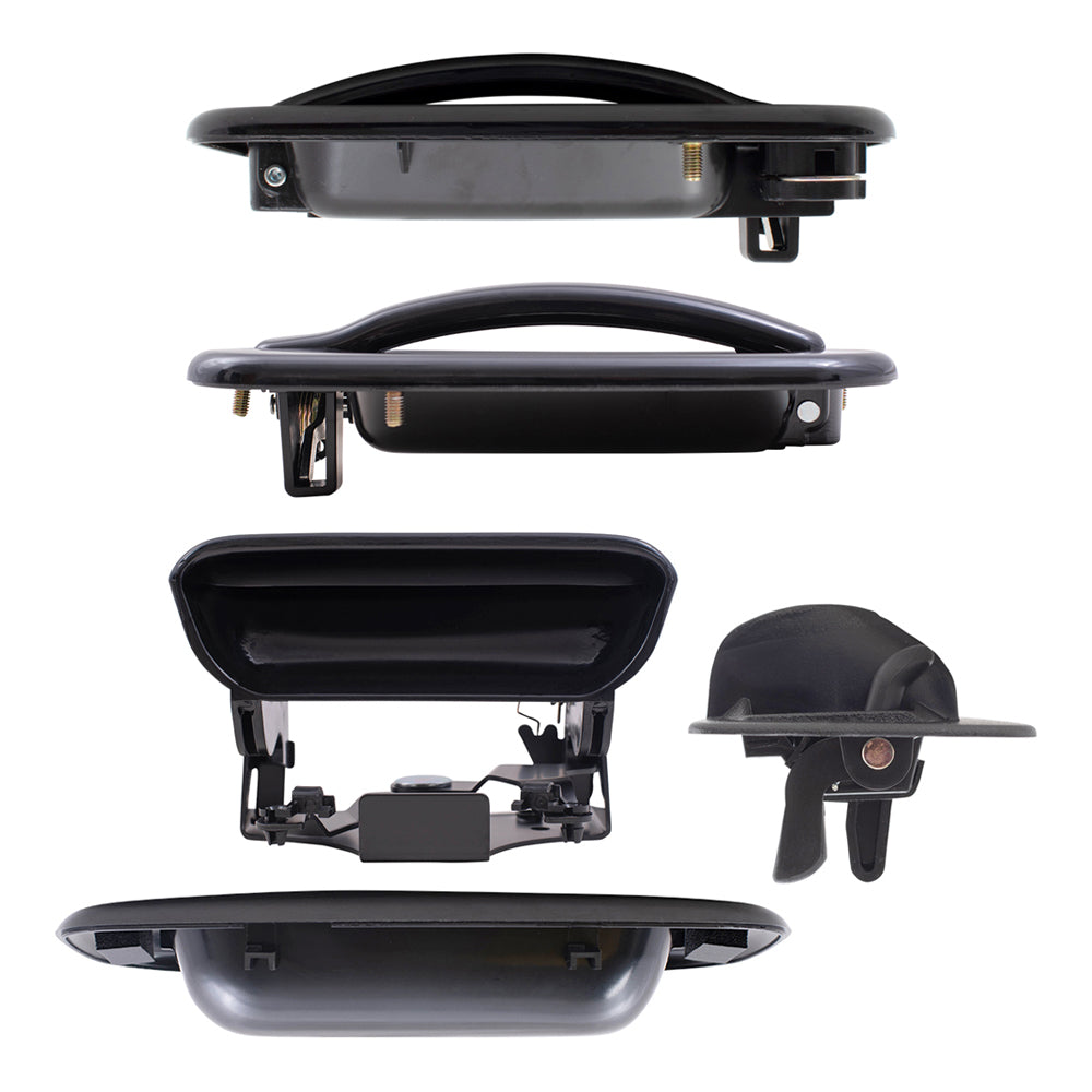 Brock Replacement Front and Rear Outside Door Handles, Tailgate Handle and Tailgate Handle Bezel 6 Piece Set Compatible with 1999-2007 Silverado & 1999-2007 Sierra Extended Cab ONLY