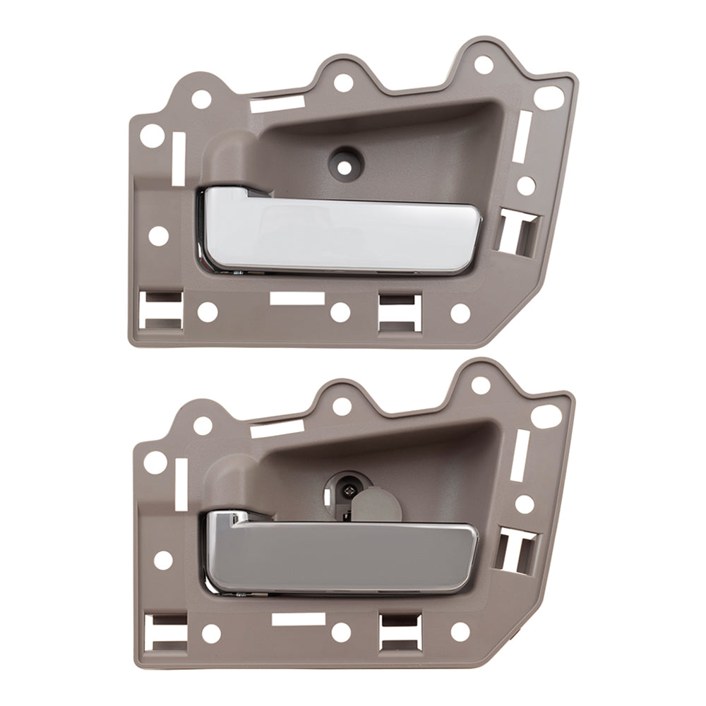 Brock Replacement Set of 2 Drivers Beige & Chrome Inside Interior Inner Door Handle Repair Kits Compatible with 05-10 Grand Cherokee 1EG891J3AA 5HR371J3AN