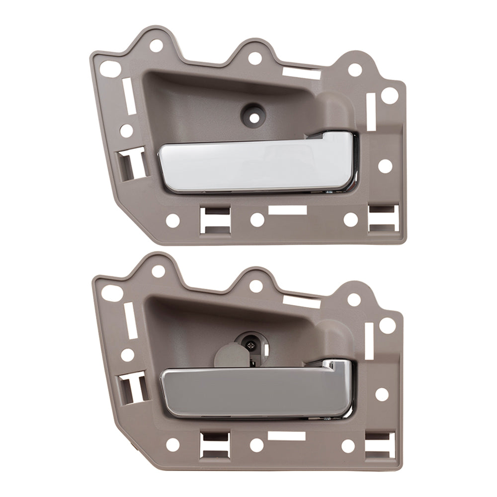 Brock Replacement Set of 2 Passengers Beige & Chrome Inside Inner Door Handle Repair Kit Compatible with 05-10 Grand Cherokee 1BC141J3AA 5HR381J3AN