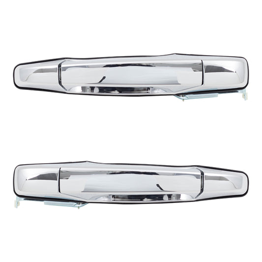 Brock Replacement Drivers and Passengers Outside Rear Chrome Door Handles compatible with 07-13 Silverado Sierra Pickup 22738725 25960522