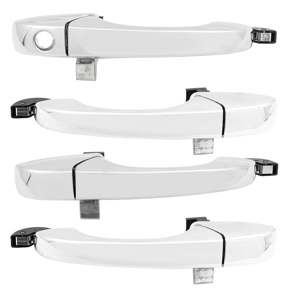 Brock Replacement Set of 4 Outside Chrome Door Handles compatible with 2005-2010 300