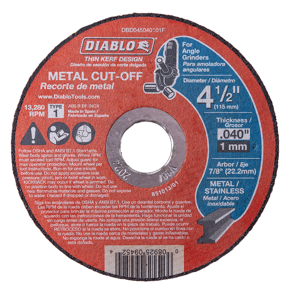 Diablo 4 1/2 Inch Metal Cut-Off Disc 25 Pac
