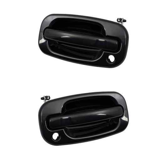 Brock Replacement Pair Set Front Outside Exterior Door Handles w/ Keyholes compatible with 99-07 GM Pickup Truck 00-06 SUV 19245505 19356469