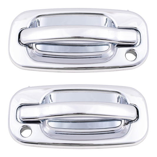 Brock Replacement Driver and Passenger Front Outside Chrome Specialty Door Handles with Keyholes compatible with Pickup