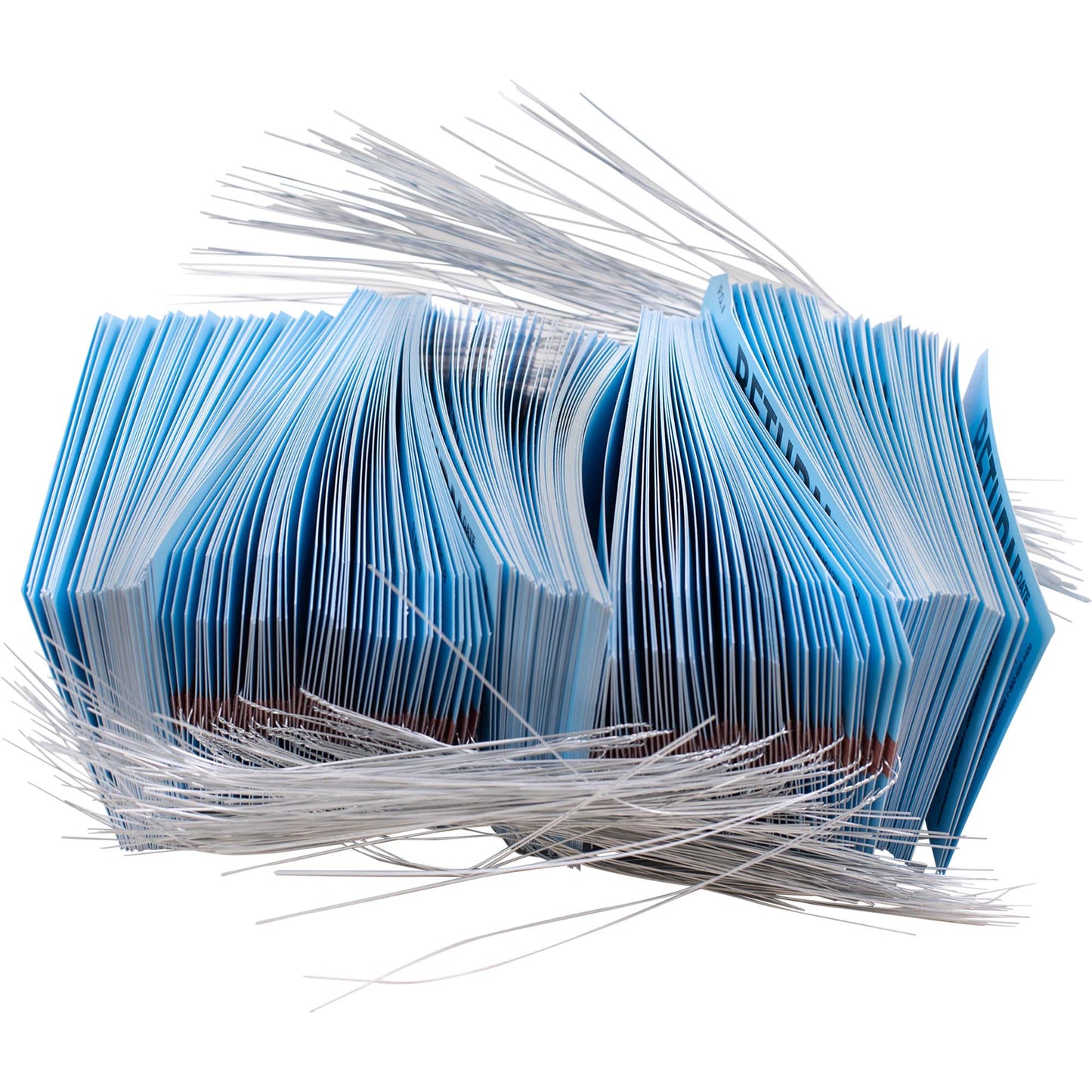 Brock ‘RETURN’ Parts Tag With Wire Attached - 5 3/4 Inch x 2 7/8 Inch Powder Blue Heavy Card Stock With Reinforced Eyelet - Includes Pen- 250 Tags Per Box ADS2732WA