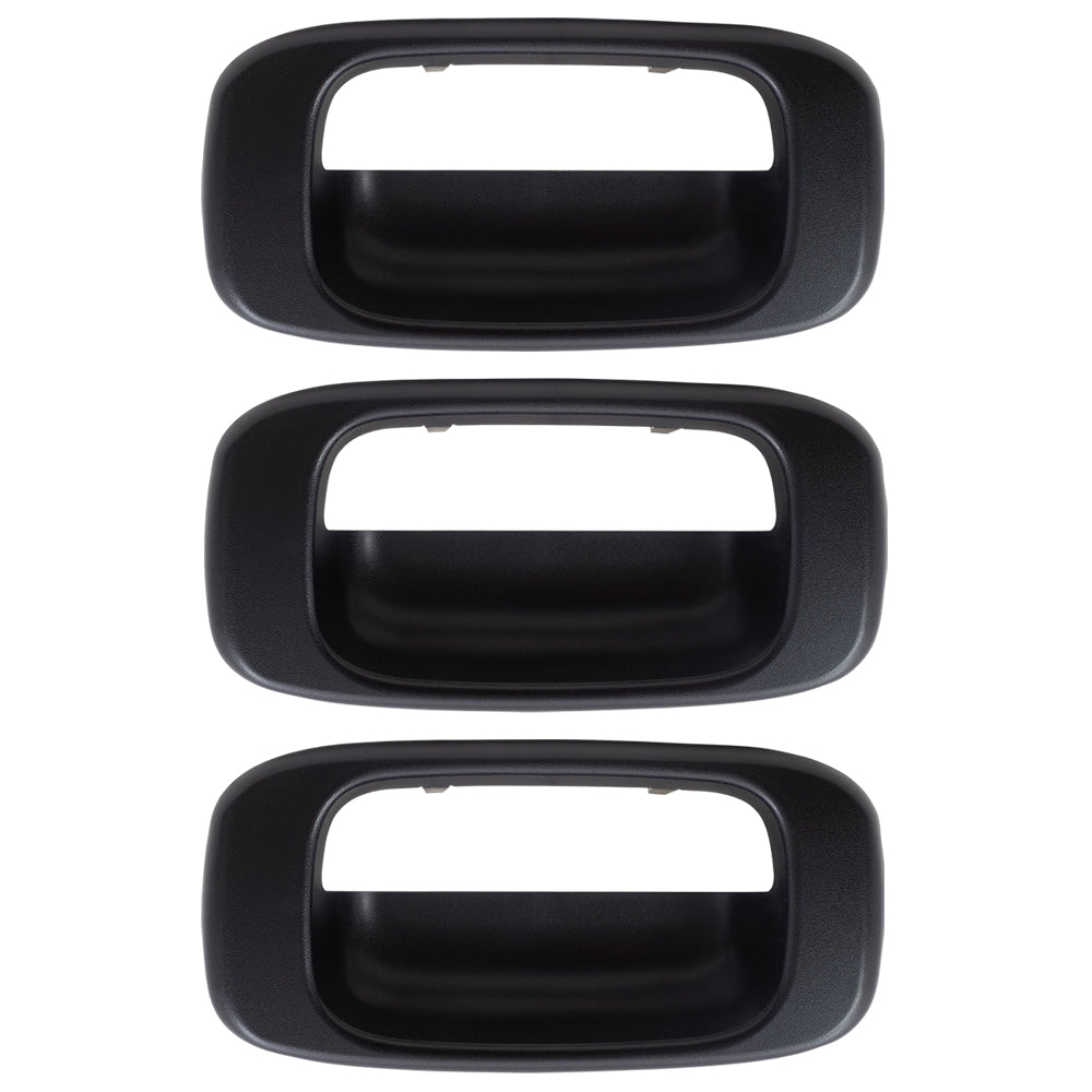 Brock Replacement Set of 3 Tailgate Liftgate Textured Handle Trim Bezels compatible with Pickup Truck 15228539