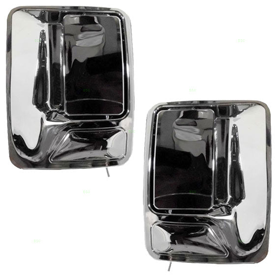 Brock Replacement Driver and Passenger Rear Outside Outer Door Handles Chrome Specialty compatible with Pickup Truck 7C3Z 2626601 AA 7C3Z 2626600 AA