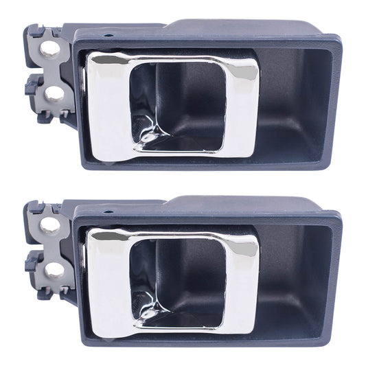 Brock Replacement Pair Set Inside Inner Blue with Chrome Door Handles Compatible with 86-97 Pickup Truck 8067055G03