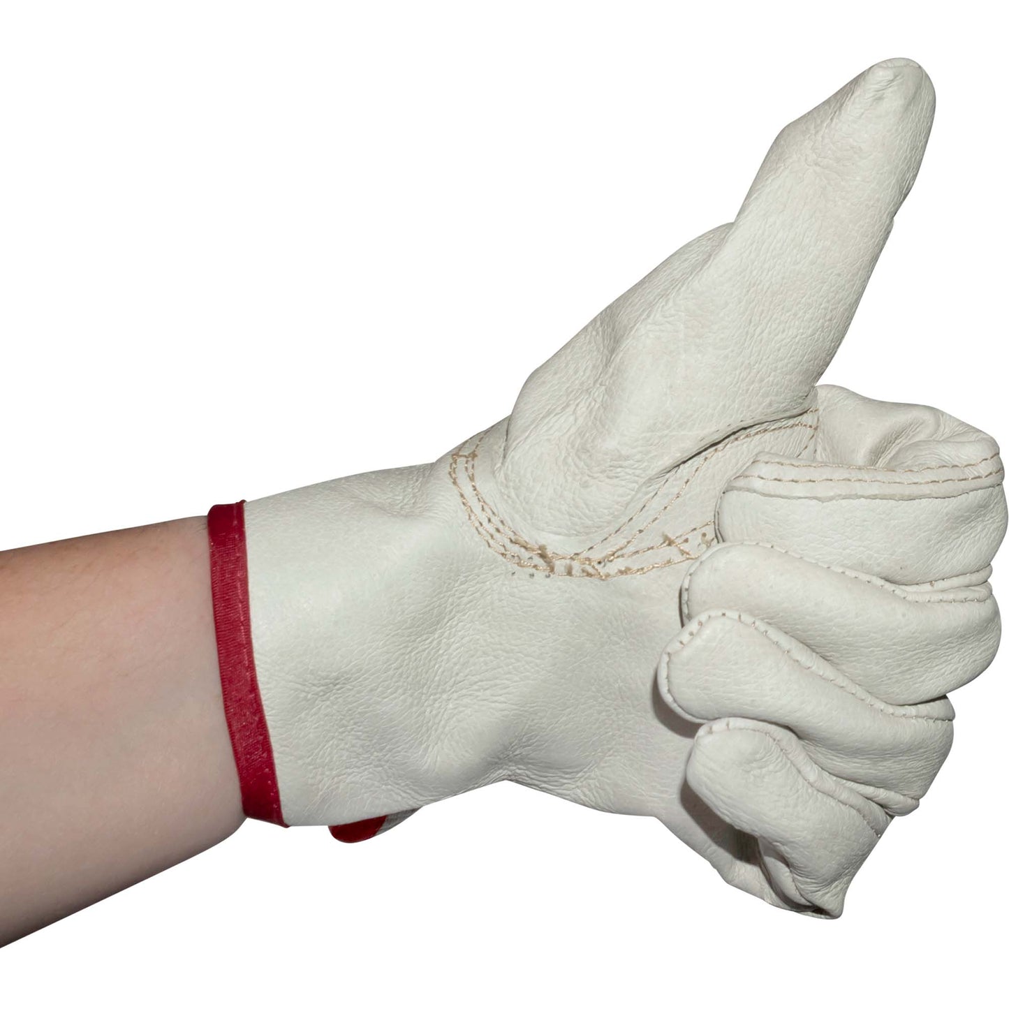 Brock Pigskin Leather Drivers Glove Unlined With Keystone Thumb & Red Cotton Bound Cuff Large 12 Pairs ADS3707L