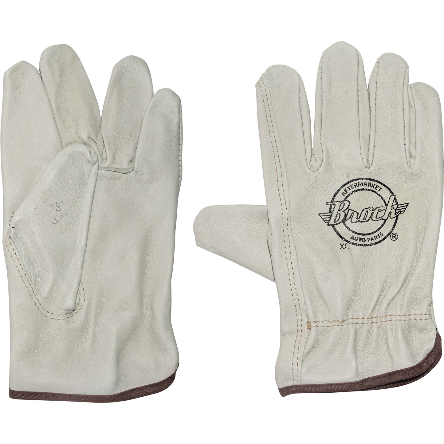 Brock Pigskin Leather Drivers Glove Unlined With Keystone Thumb & Brown Cotton Bound Cuff Extra Large 12 Pairs
