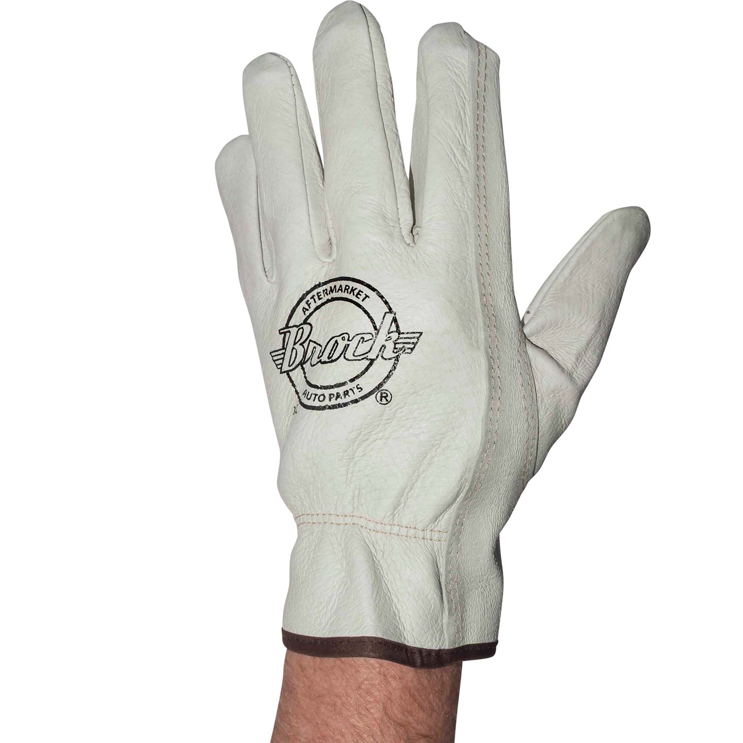 Brock Pigskin Leather Drivers Glove Unlined With Keystone Thumb & Brown Cotton Bound Cuff Extra Large 12 Pairs