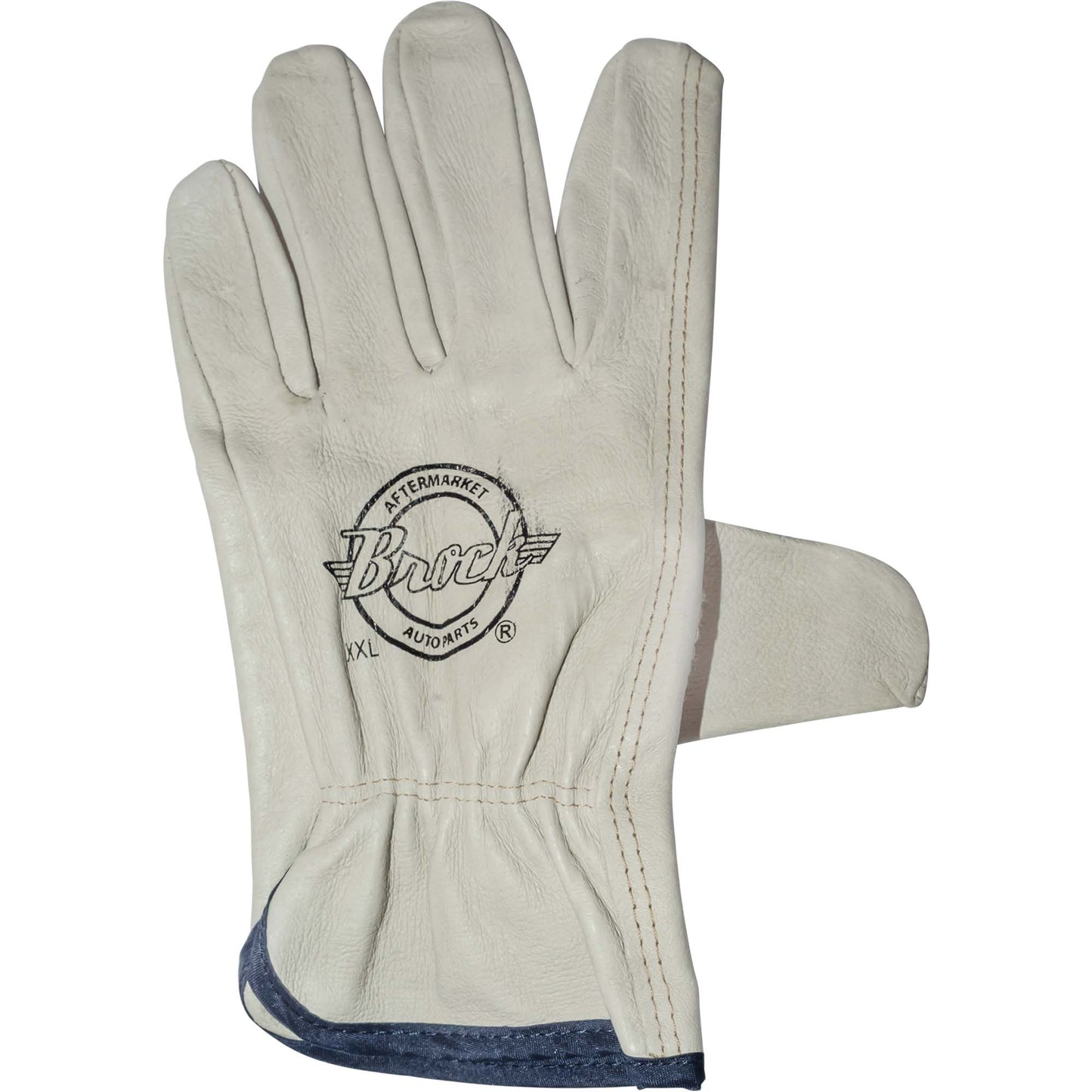 Brock Pigskin Leather Drivers Glove Unlined With Keystone Thumb & Blue Cotton Bound Cuff Double Extra Large 12 Pairs