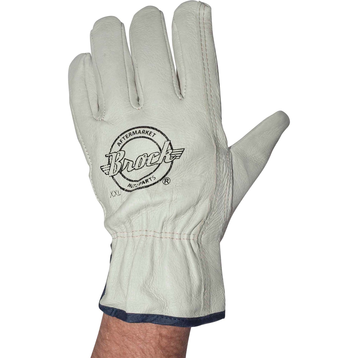 Brock Pigskin Leather Drivers Glove Unlined With Keystone Thumb & Blue Cotton Bound Cuff Double Extra Large 12 Pairs