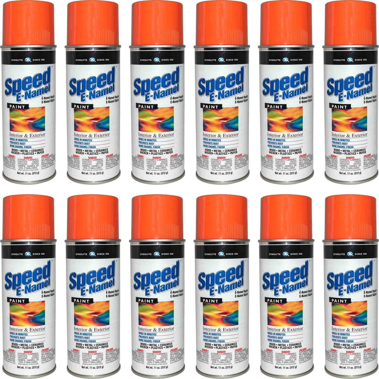 Zynolyte Speed E-Namel Z298 Fast Drying Enamel Spray Paint Orange 11 oz Can Case of 12
Z298C