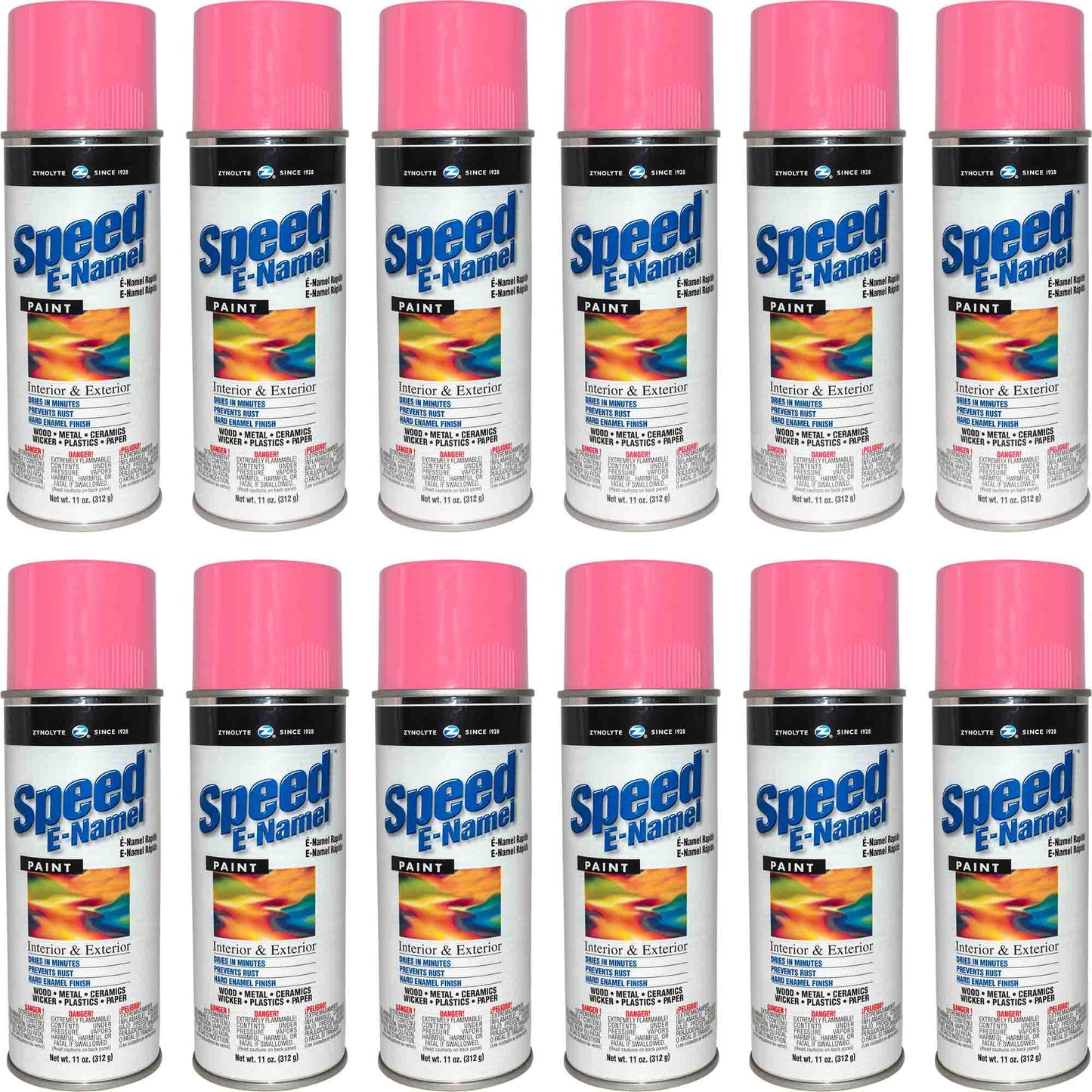 Zynolyte Speed E-Namel Z518 Fast Drying Enamel Spray Paint Pink 11 oz Can Case of 12
Z518C