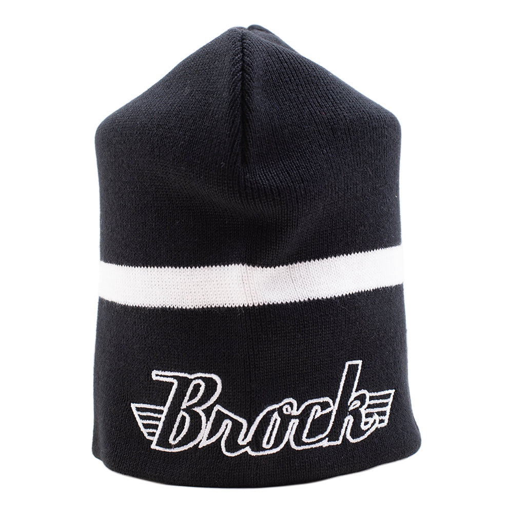 BROCK Logo Black Knit Beanie Hat Skull Cap Men Women Unisex One Size Fits Most