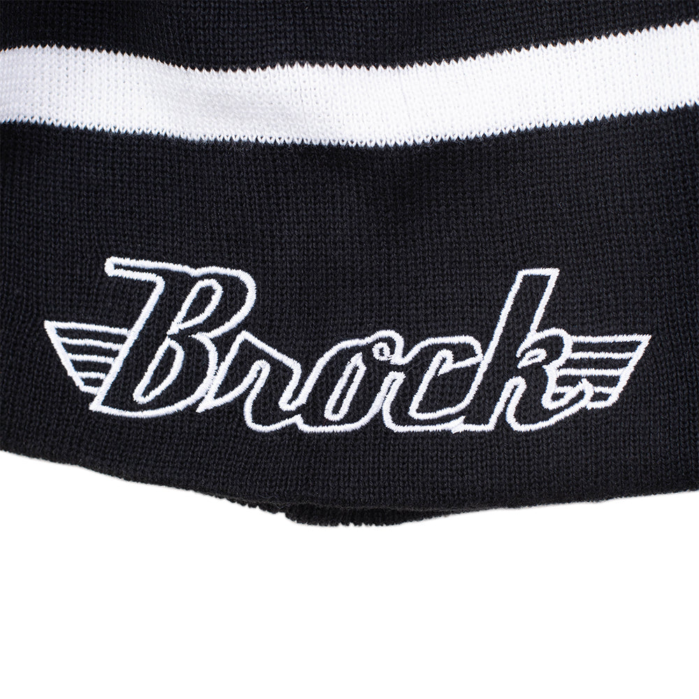 BROCK Logo Black Knit Beanie Hat Skull Cap Men Women Unisex One Size Fits Most