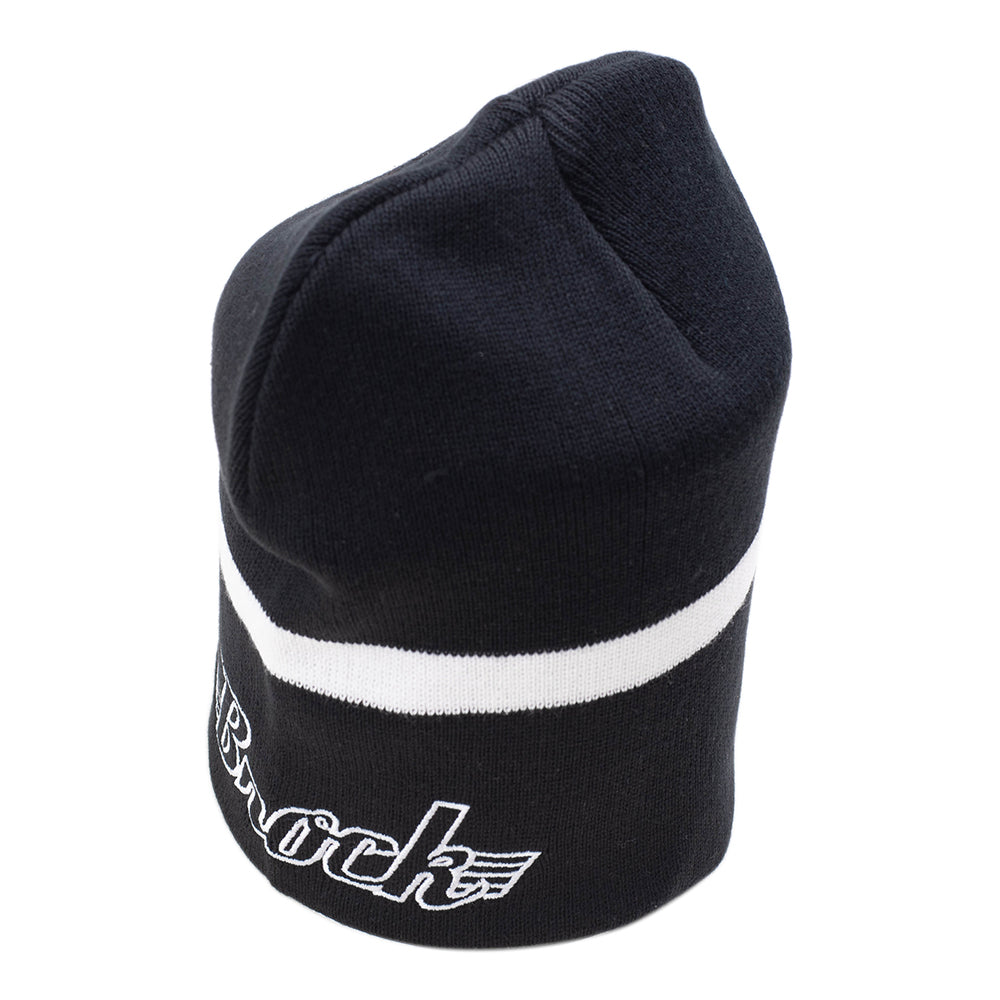 BROCK Logo Black Knit Beanie Hat Skull Cap Men Women Unisex One Size Fits Most