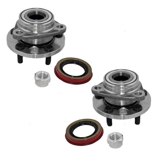 Brock Replacement Set Front Hubs and Wheel Bearings Compatible with 1984-2005 Cavalier with 12MM Attaching Bolts