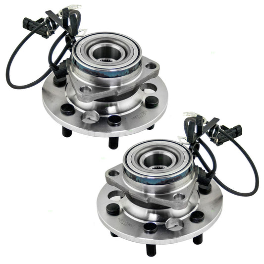Brock Replacement Set Front Hubs and Wheel Bearings Compatible with 1500 Pickup Truck Suburban Tahoe Yukon & Denali 4-Wheel Drive