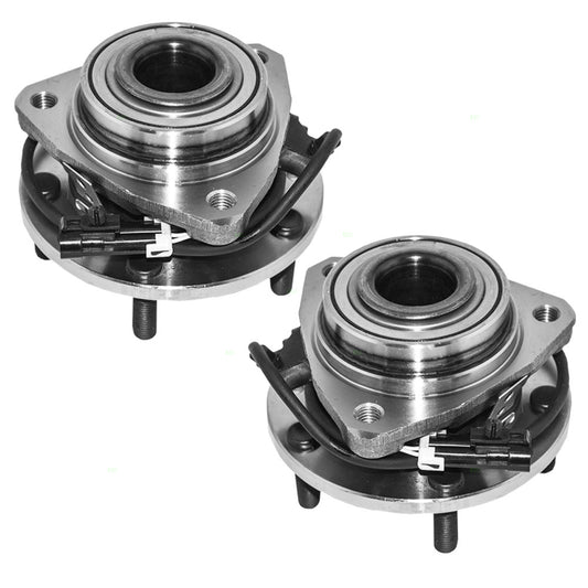 Brock Replacement Set Front Hubs and Wheel Bearings Compatible with Blazer Jimmy Envoy Bravada Hombre S10 Sonoma 4-Wheel Drive 12413045