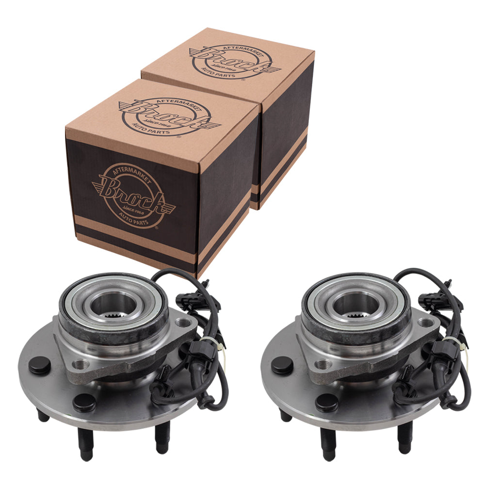 Brock Replacement Set Front Hubs and Wheel Bearings Compatible with 99-07 Silverado Sierra 1500 Pickup Truck 4-Wheel Drive with 6 lug wheels