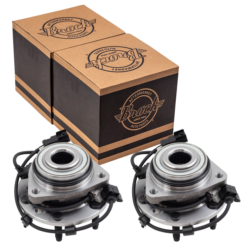 Brock Replacement Set Front Hubs and Wheel Bearings Compatible with 2002-2009 Trailblazer Envoy