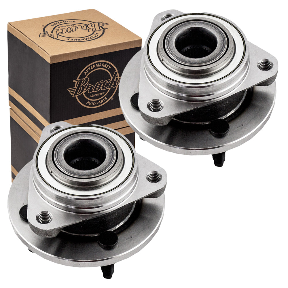 Brock Replacement Set Front Hubs and Wheel Bearings Compatible with Cobalt G5 Ion 4 Lug Wheel without ABS 22701520