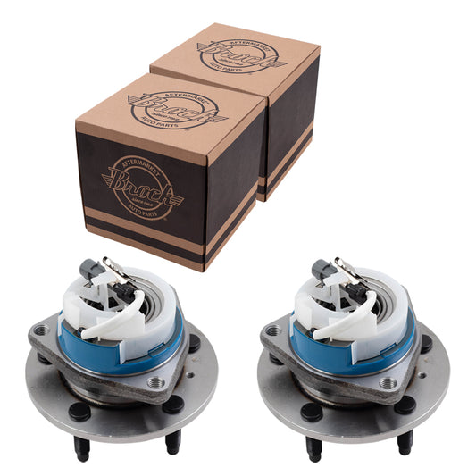 Brock Driver Left Passenger Right Wheel Hub/Bearing Assembly Kit with Plastic and Stainless Wire Clips 2pc Set Compatible With 1997-2016 GM with ABS – Rear For 2001-2005 GM Minivan AWD 1087-1680A-2