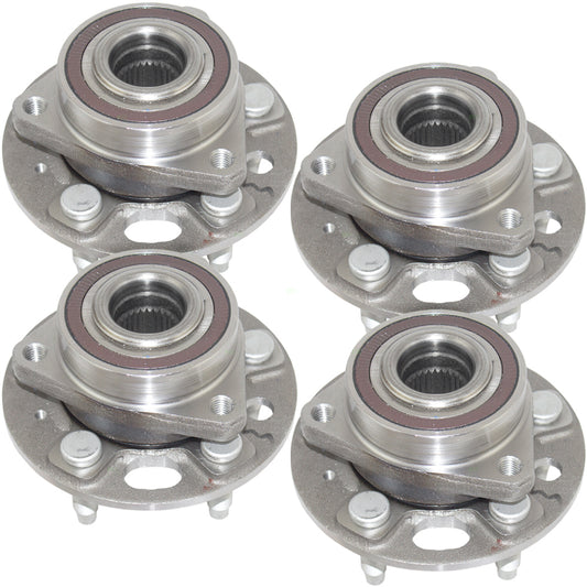 Brock Replacement 4 Pc Set Front and Rear Wheel Hubs & Bearings Compatible with LaCrosse Impala Regal XTS Malibu/Malibu Limited 9-5 13589507