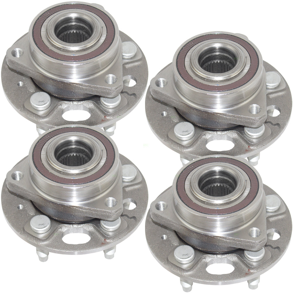 Brock Replacement 4 Pc Set Front and Rear Wheel Hubs & Bearings Compatible with LaCrosse Impala Regal XTS Malibu/Malibu Limited 9-5 13589507