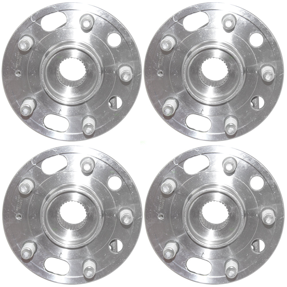 Brock Replacement 4 Pc Set Front and Rear Wheel Hubs & Bearings Compatible with LaCrosse Impala Regal XTS Malibu/Malibu Limited 9-5 13589507