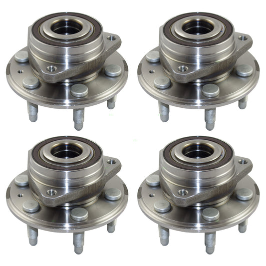 Brock Replacement 4 Pc Front and Rear Wheel Hubs & Bearings Compatible with 2010-2016 SRX 2011 9-4X 13589508 HA590393