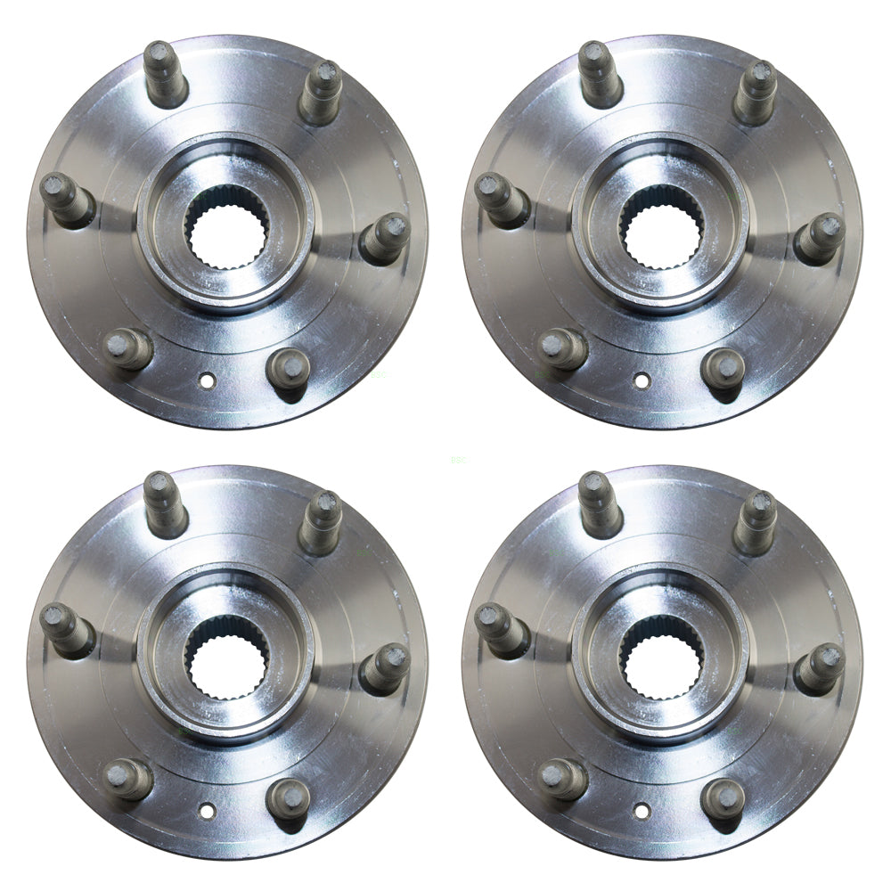 Brock Replacement 4 Pc Front and Rear Wheel Hubs & Bearings Compatible with 2010-2016 SRX 2011 9-4X 13589508 HA590393