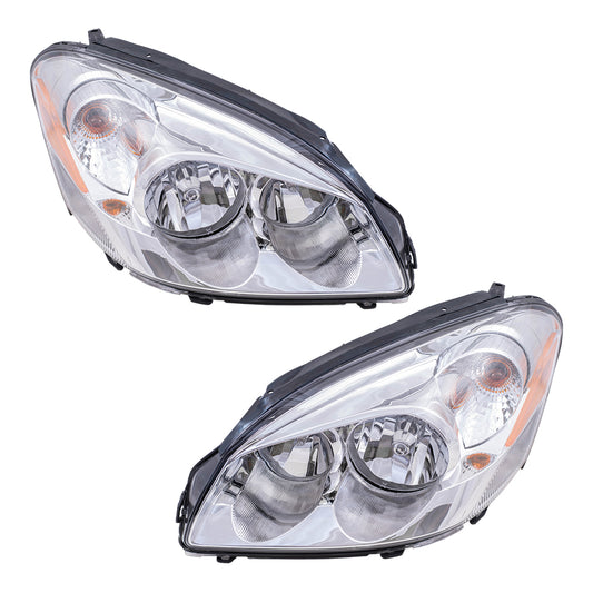 Brock Replacement Driver and Passenger Set Halogen Headlights w/ Cornering Lamp Compatible with 2006-2011 Lucerne 25974773 25974774