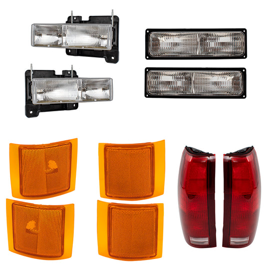 Headlights, Tail Lights, Park/Signal and Side Markers Compatible With 1994-2002 Chevrolet C/K Pickup 1994 Chevrolet Blazer 1995-1999 Chevrolet Tahoe/Suburban Does Not Fit GMC
