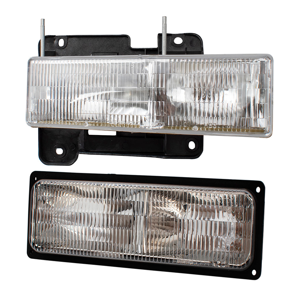 Headlights and Front Signal Marker Lights Compatible with 1994-2002 Chevy GMC C/K 1500 2500 3500 Old Body Style Pickup Truck