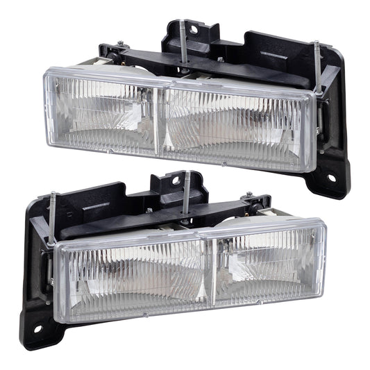 Brock Replacement Driver and Passenger Set CAPA Certified Composite Headlights Compatible with 1990-2002 C/K 1500 2500 3500 Old Body Style Pickup Truck