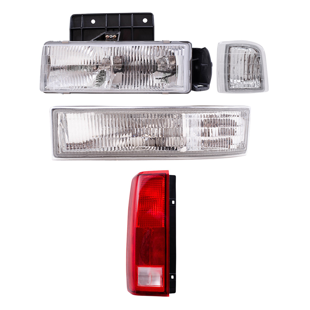 Brock Replacement Headlights Tail Lights and 4 Pc Park Signal Lights Compatible with 1995-2005 Astro Safari