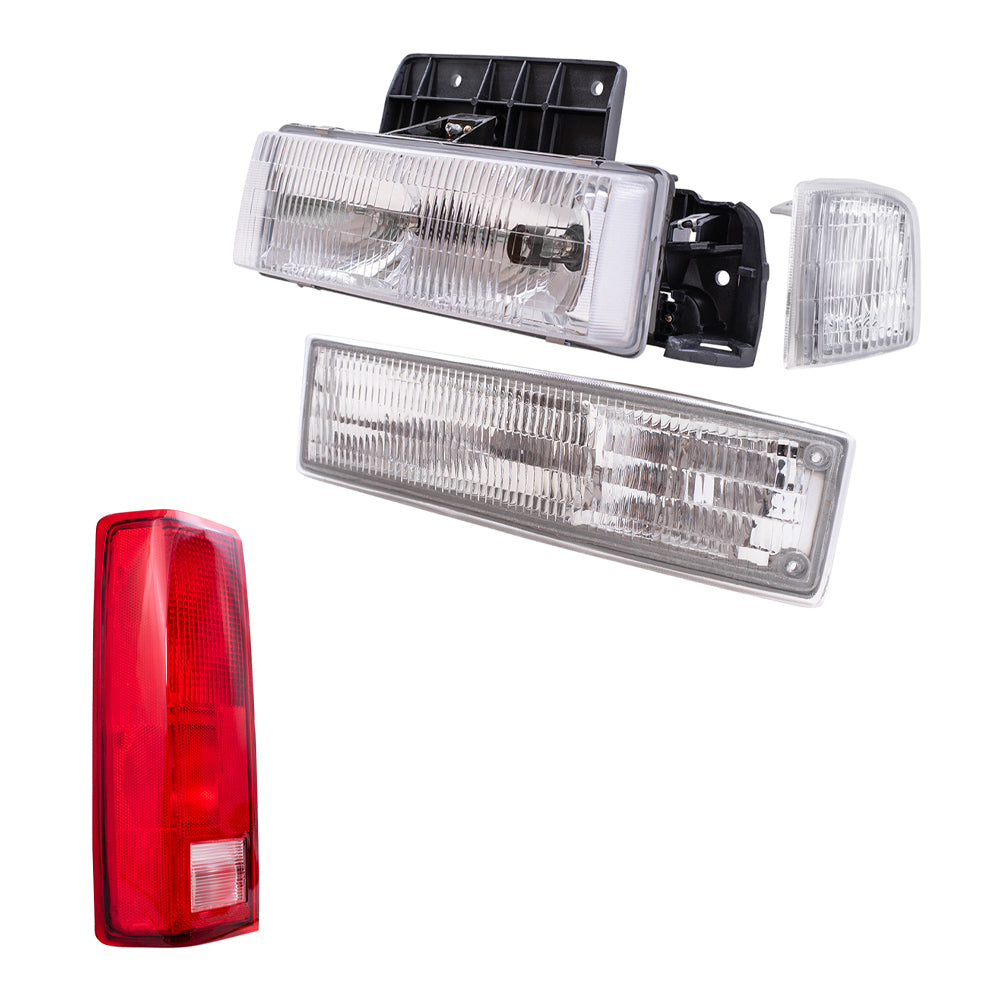 Brock Replacement Headlights Tail Lights and 4 Pc Park Signal Lights Compatible with 1995-2005 Astro Safari